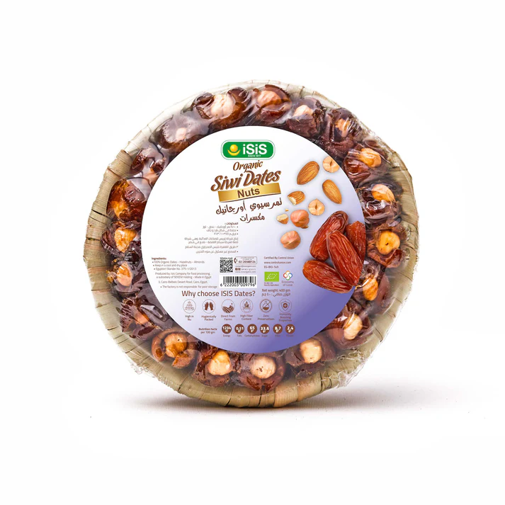 Datle s lískovými oříšky a mandlemi v košíku hande made 400g | ISIS